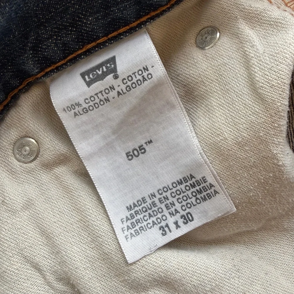 Levi's 505 Jeans Men's 31x30 Regular Fit Straight Leg Dark Wash 100% Cotton